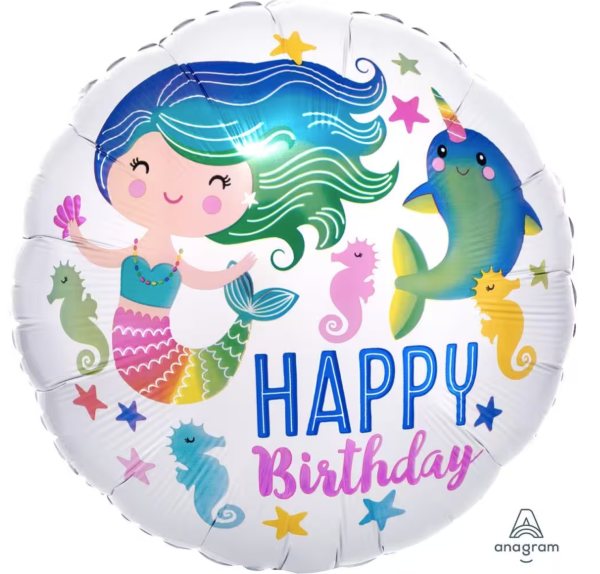 Folienballon - Happy Birthday, Meerjungfrau - ø 43cm